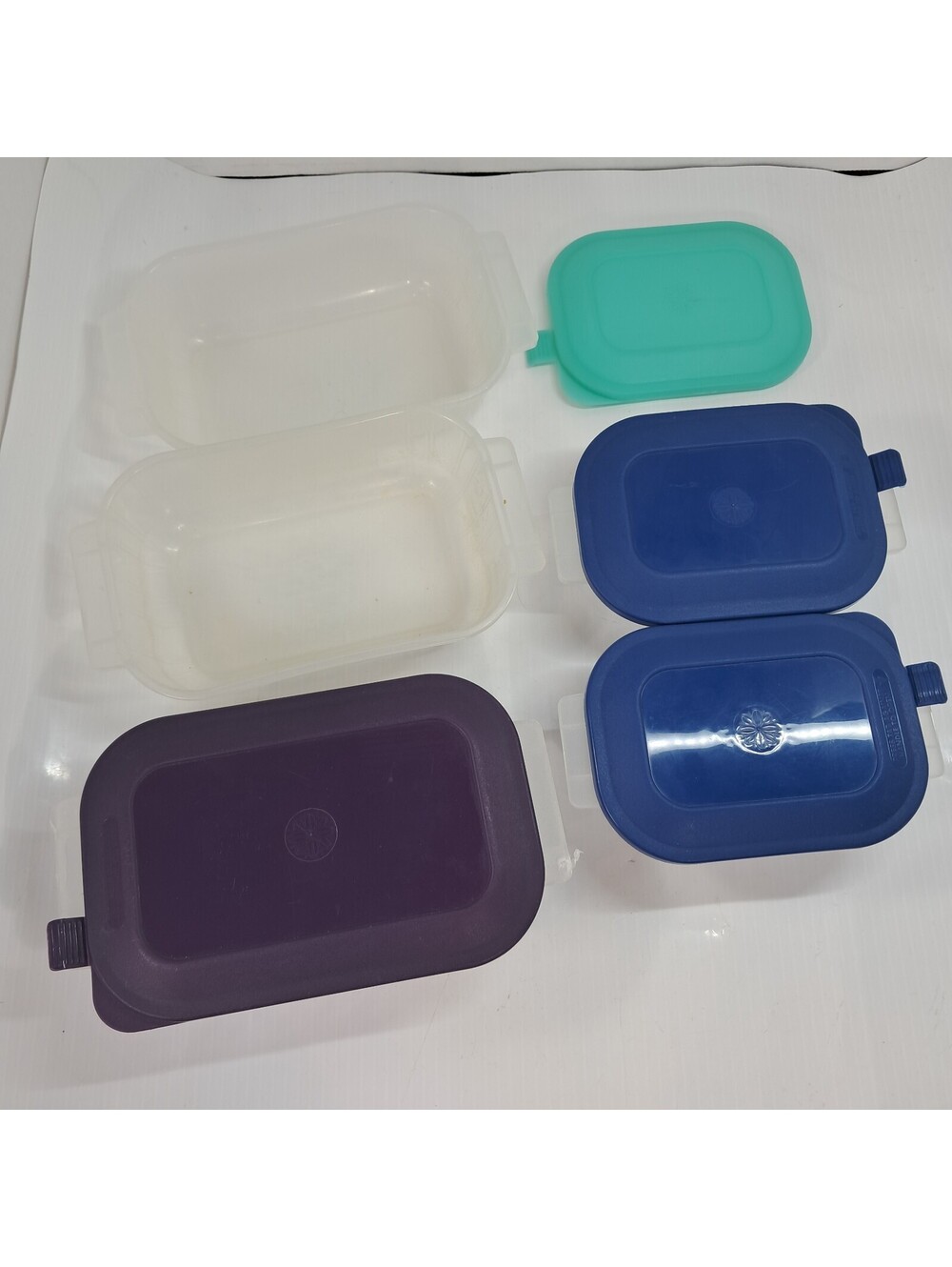 Vintage Anchor Hocking Plastic Food Craft Storage rectangle 5742 5744 containers